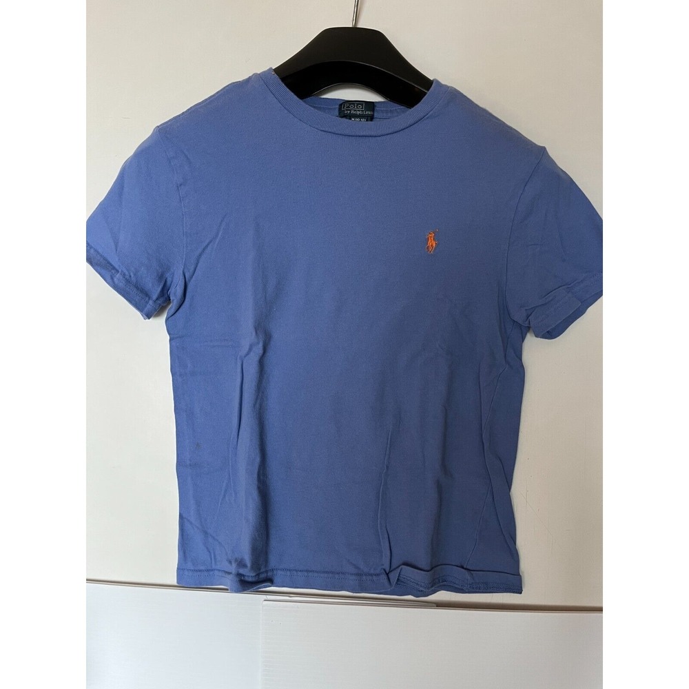Polo Ralph Lauren T-Shirt Boys M 10-12 Short Sleeve Blue w/ Orange Pony‎